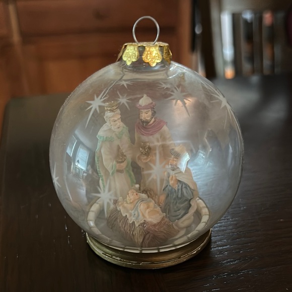 House of Lloyd 1994 Nativity Scene Glass Ornament Starburst Deco Jesus 3 K’s - Picture 5 of 5